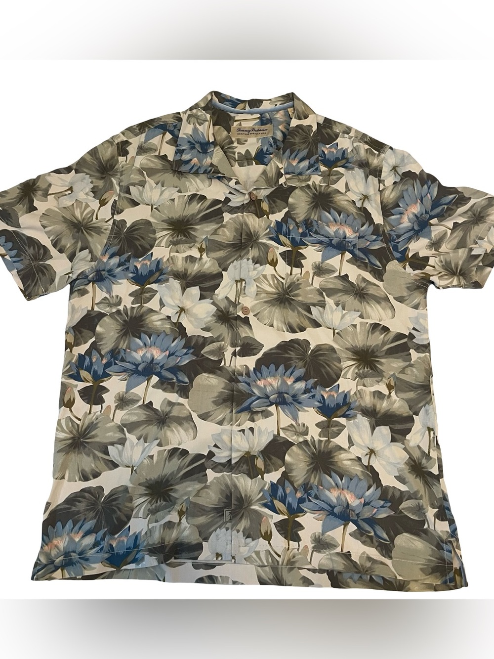 Tommy Bahama Blue & Green Floral Short-Sleeve Camp Shirt